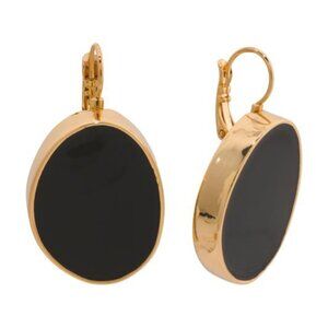 KENNETH JAY LANE Gold Black Enamel Shape Earrings